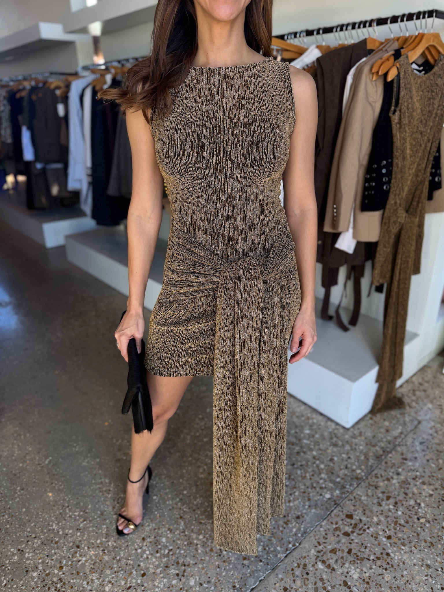 Gold Emerie Mini Dress - Amor Lafayette