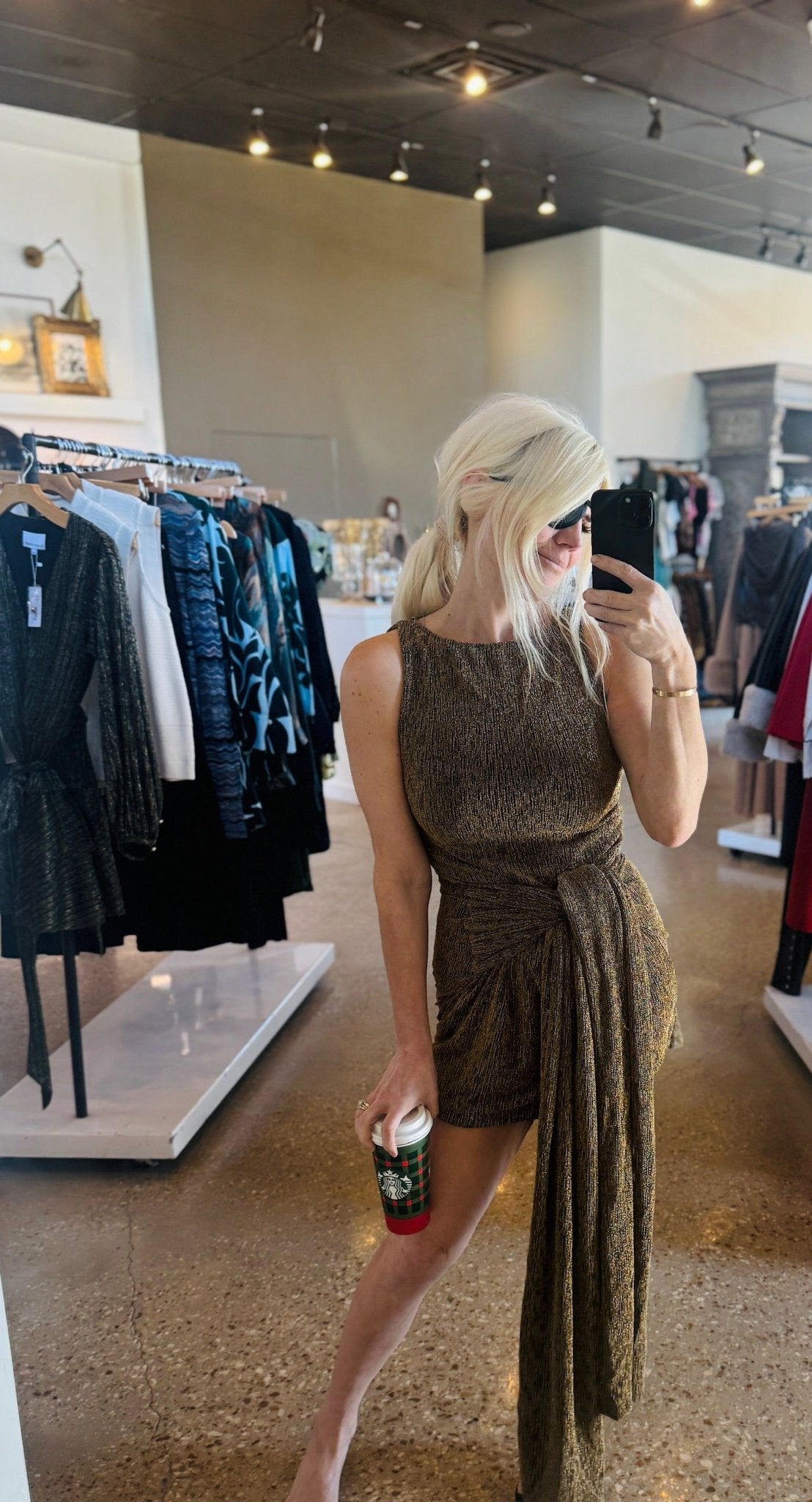 Gold Emerie Mini Dress - Amor Lafayette