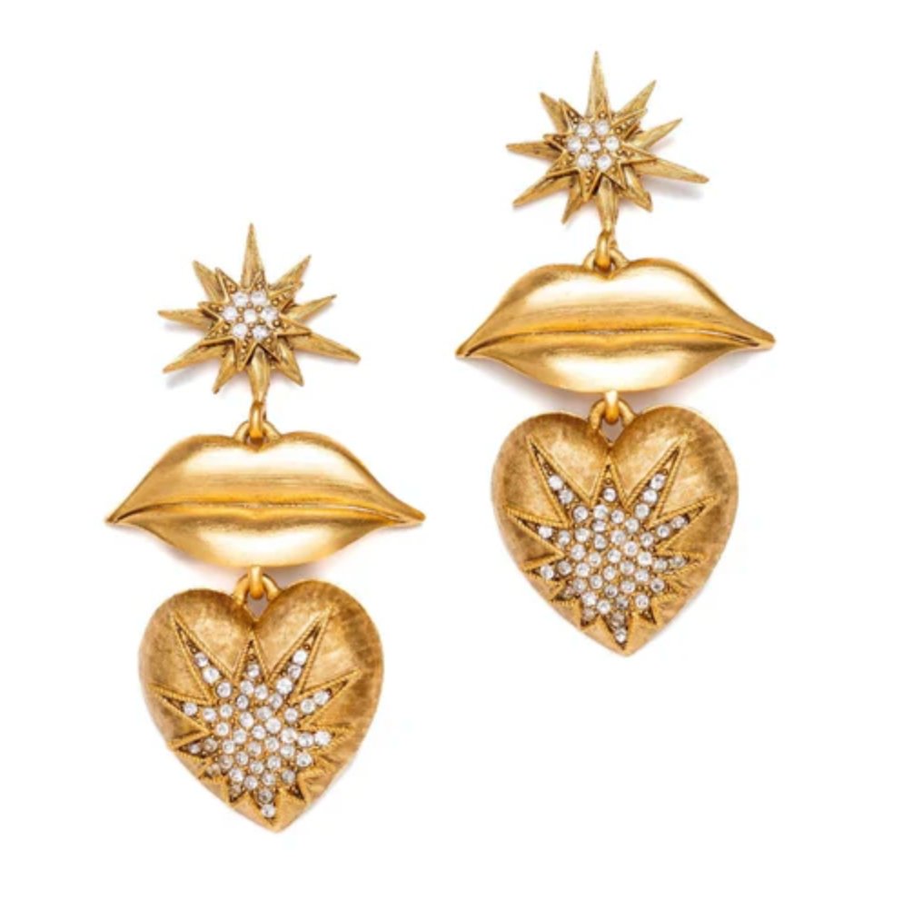 Gold Kiss Me Earrings - Amor Lafayette