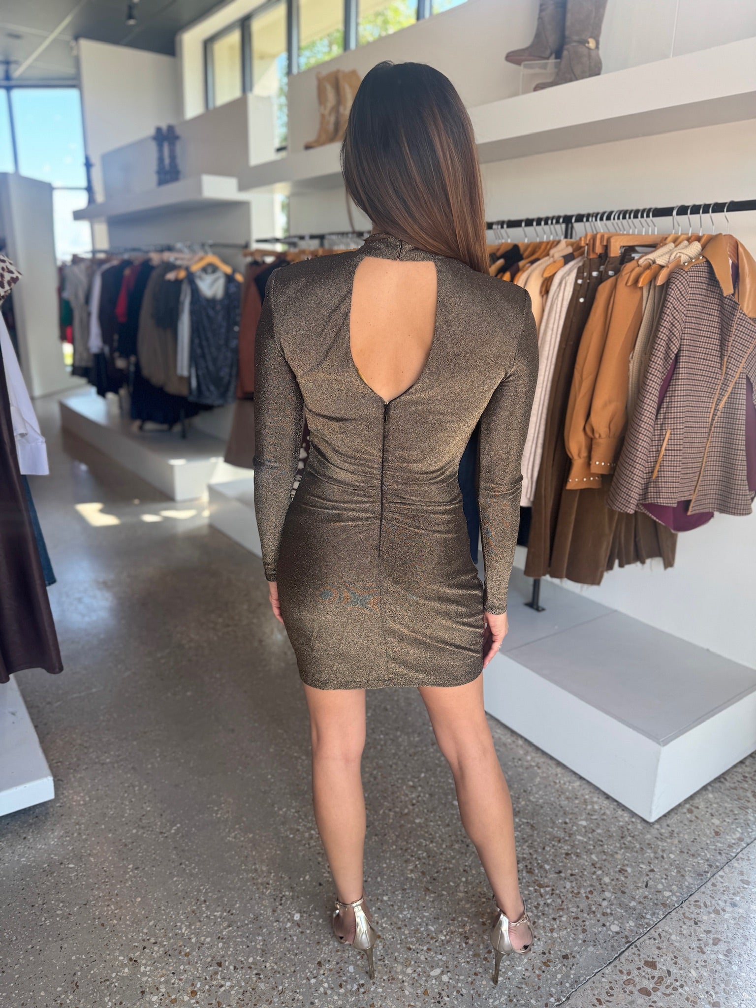 Gold Knit Amarylis Mini Dress - Amor Lafayette