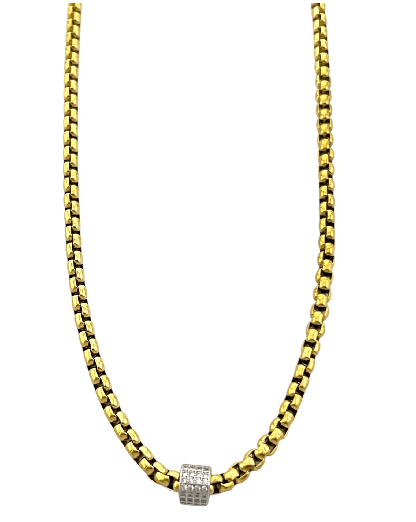 Gold Necklace with Silver Bead - Amor Lafayette