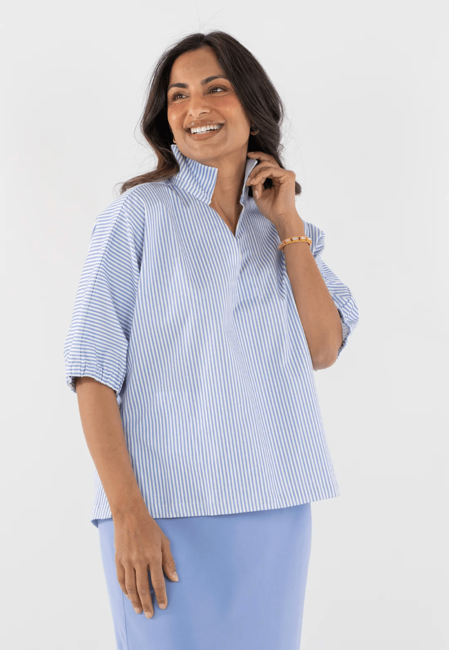 Grapemist Stripe Poppy Top - Amor Lafayette