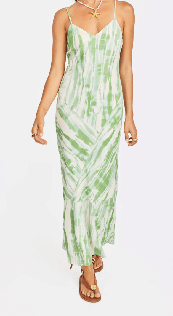 Green Ivory Tropical Storm Slip Dress - Amor Lafayette