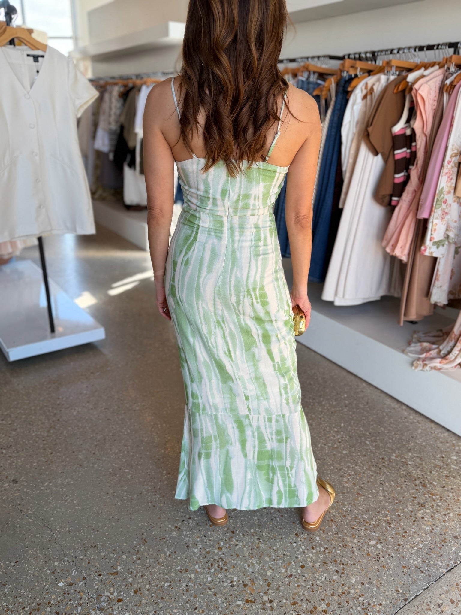 Green Ivory Tropical Storm Slip Dress - Amor Lafayette