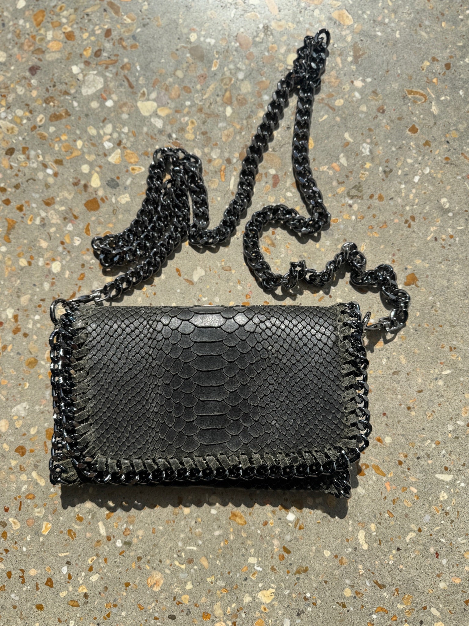 Gunmetal Italian Leather Clutch - Amor Lafayette