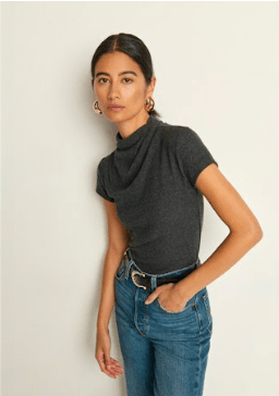 Heather Charcoal Katie Draped Top - Amor Lafayette