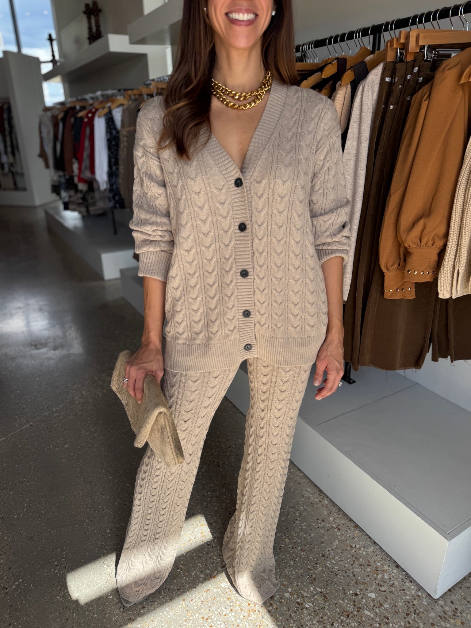 Heather Oatmeal Pierre Cardigan - Amor Lafayette