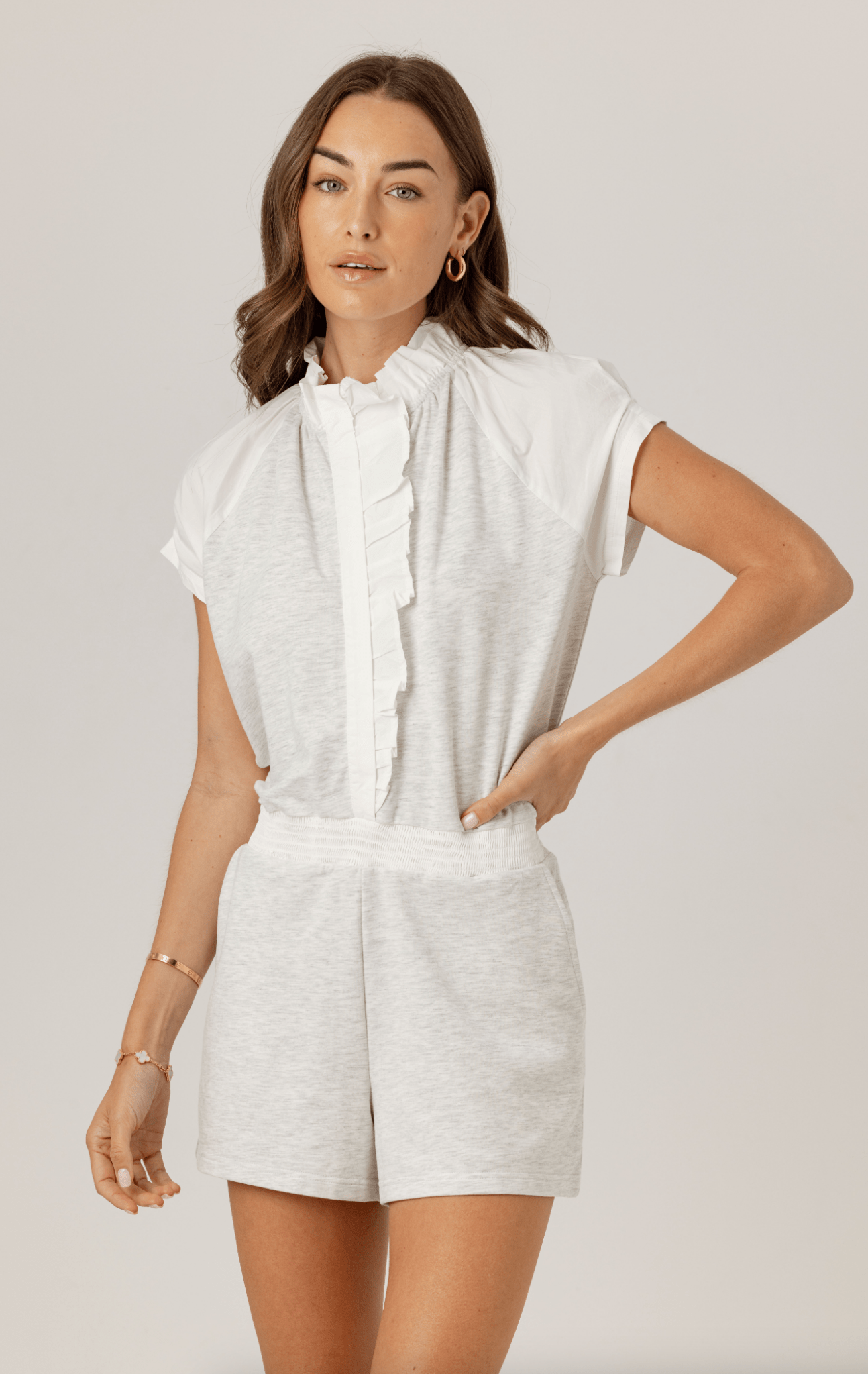 Heathered Grey Clemence Romper - Amor Lafayette