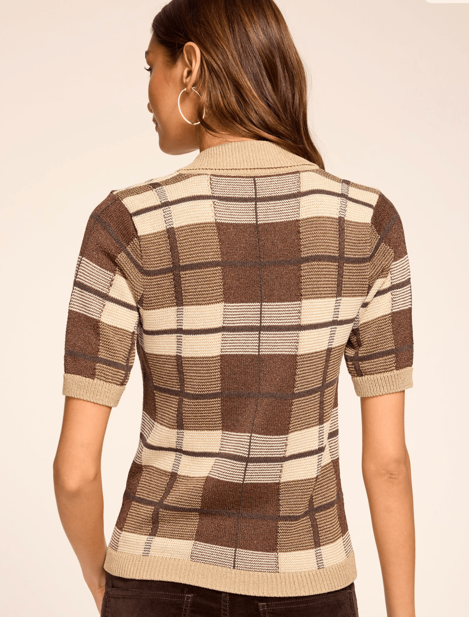 Heritage Brown Plaid MELANIE TOP - Amor Lafayette