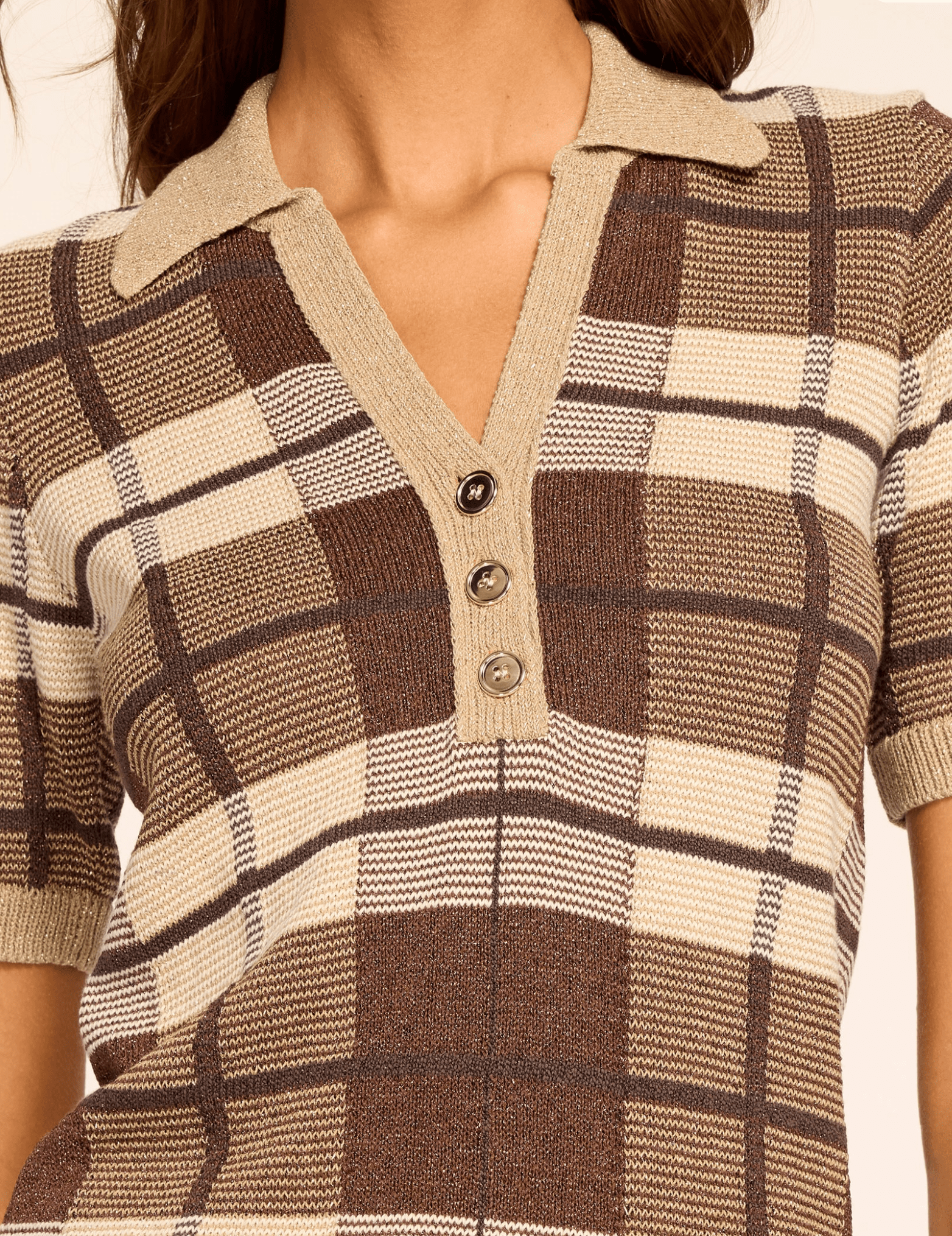 Heritage Brown Plaid MELANIE TOP - Amor Lafayette