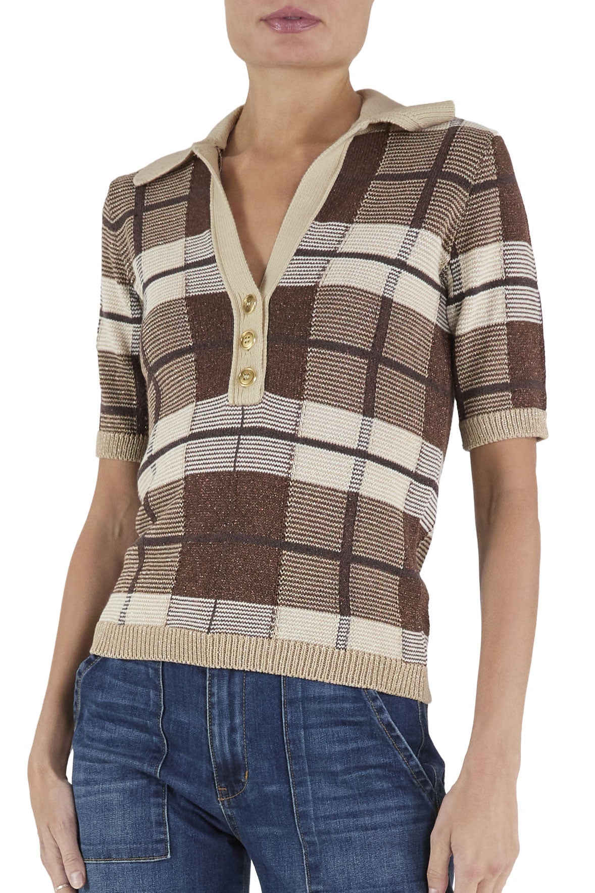 Heritage Brown Plaid MELANIE TOP - Amor Lafayette