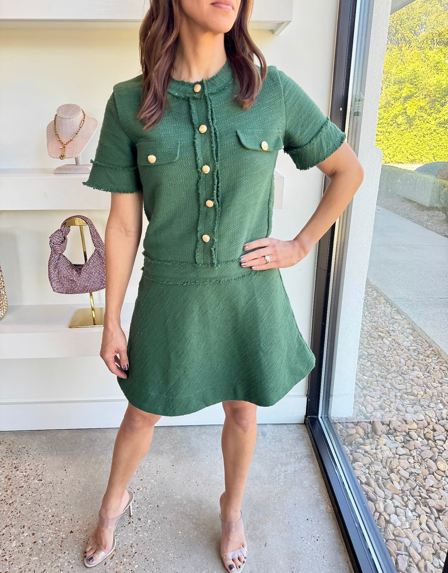 Hunter Green Brookes Dress - Amor Lafayette