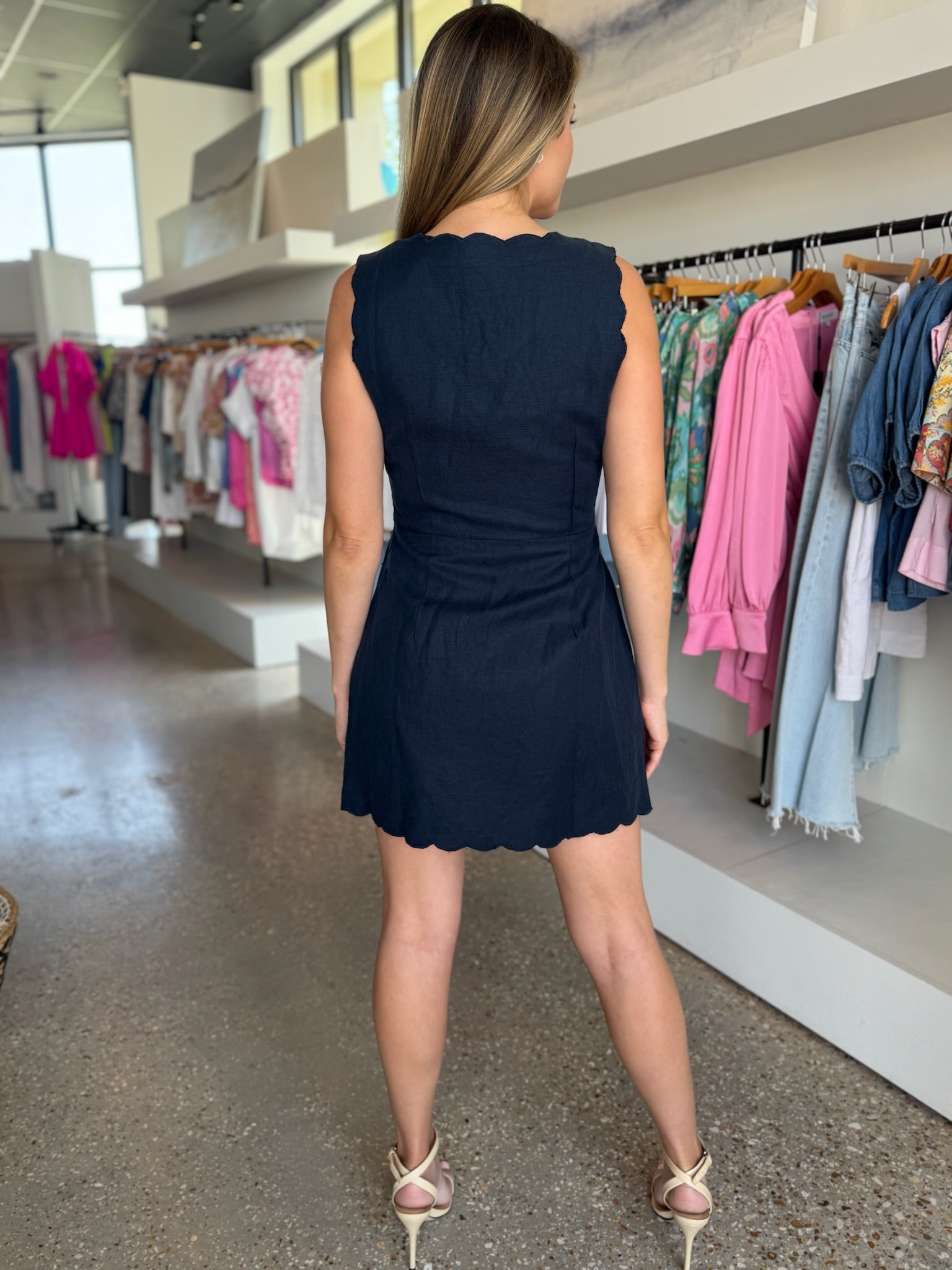 Hyacinth Navy Blazer Vneck Dress - Amor Lafayette