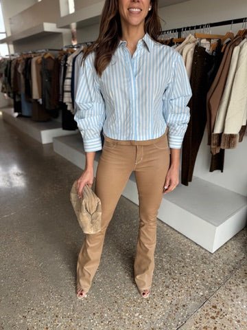 HYDRANGEA BLUE STRIPE BOONE COMBO SHIRT - Amor Lafayette