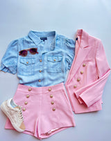Pastel Pink Delilah Crepe Blazer