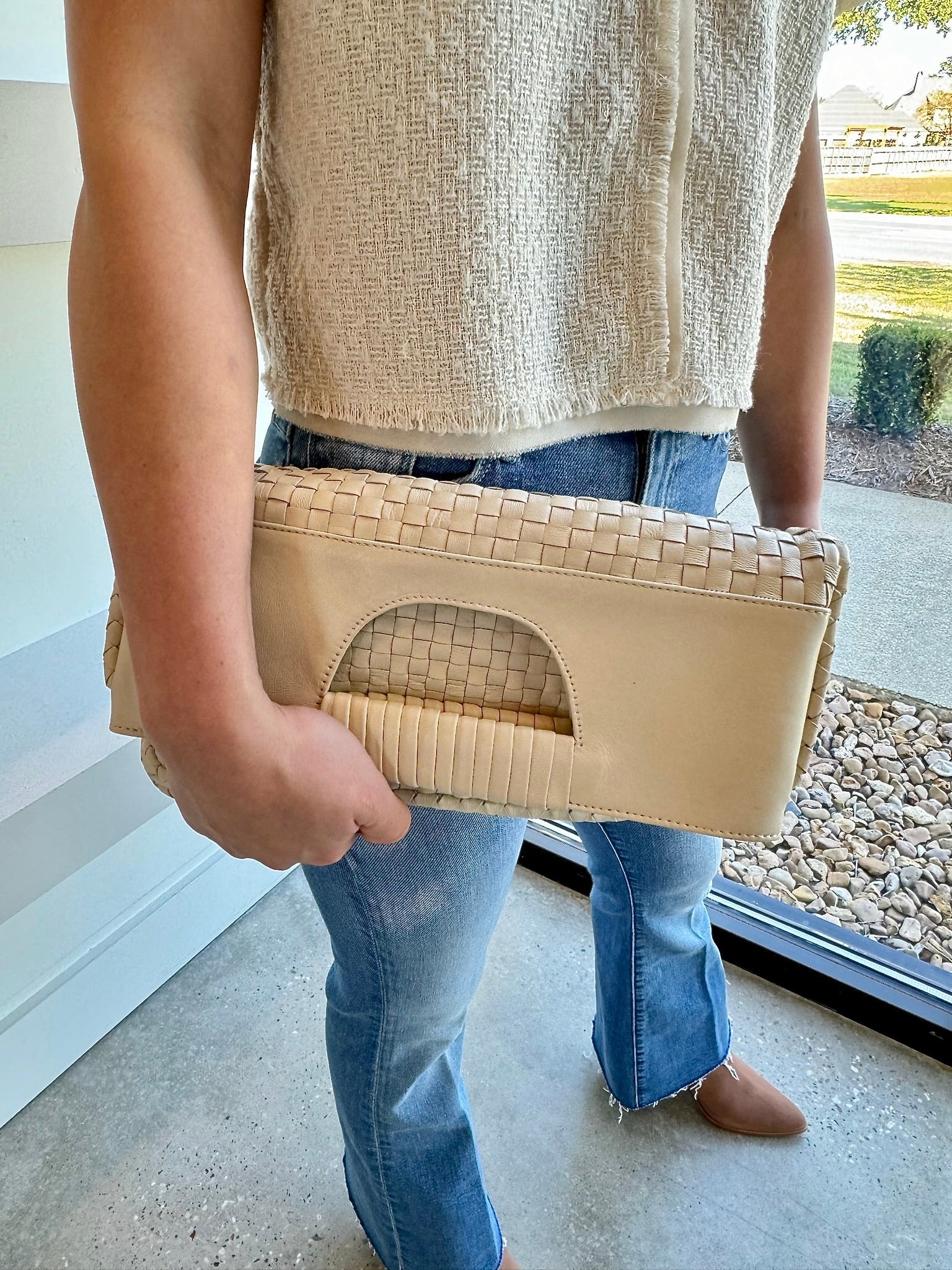 Ivory Clarisse Woven Clutch - Amor Lafayette