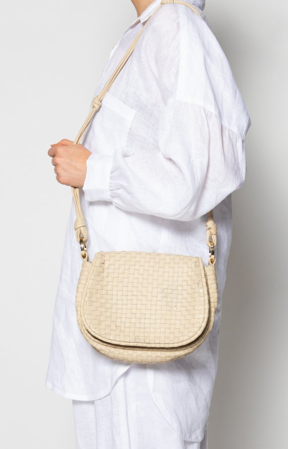 Ivory Delphine Woven Saddle Bag - Amor Lafayette