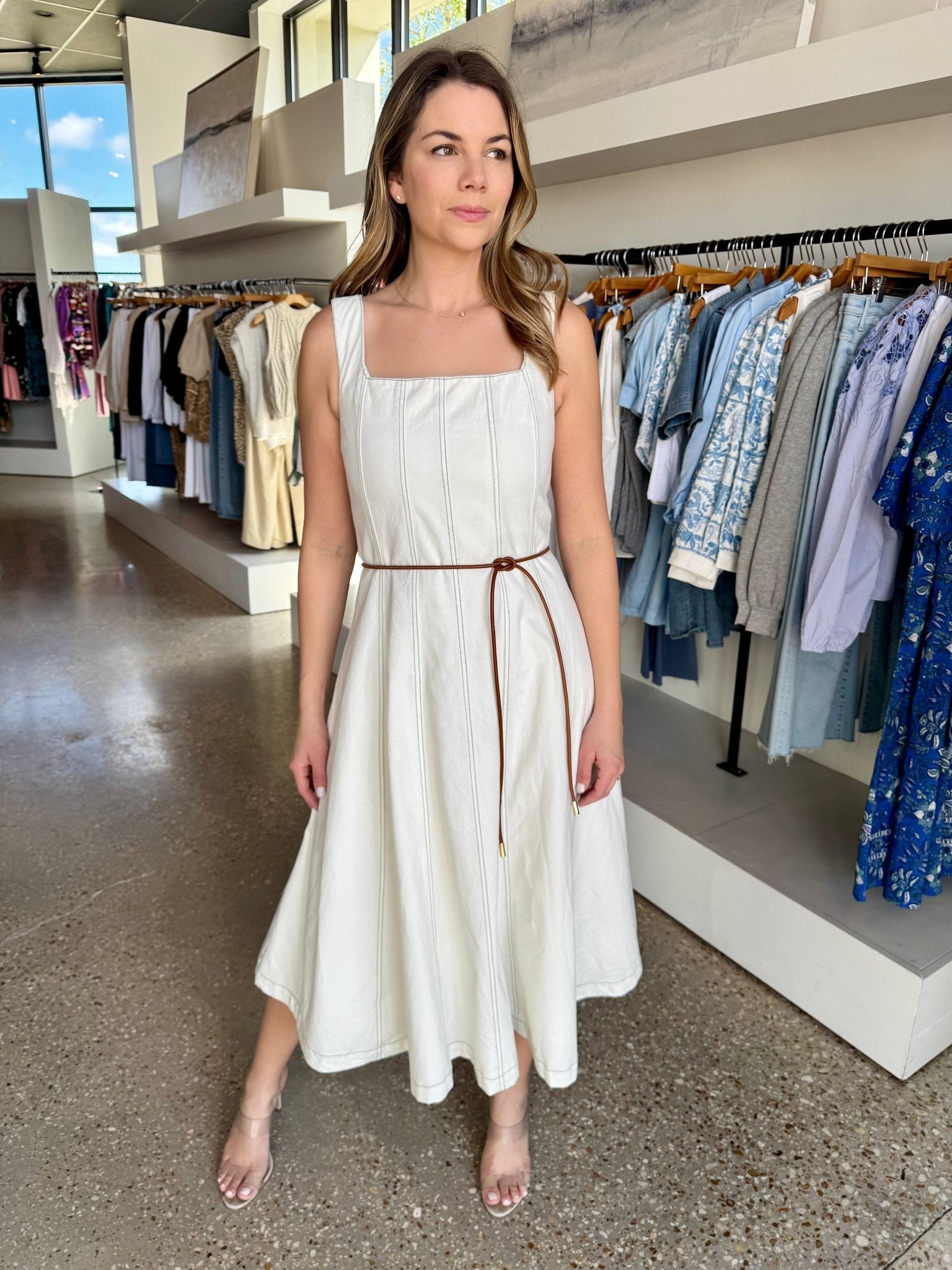 Ivory Denim Ashley Dress - Amor Lafayette