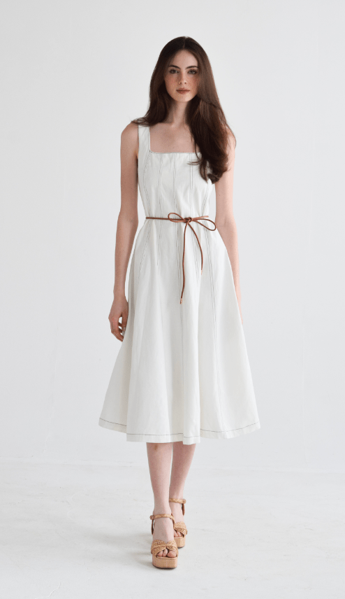 Ivory Denim Ashley Dress - Amor Lafayette