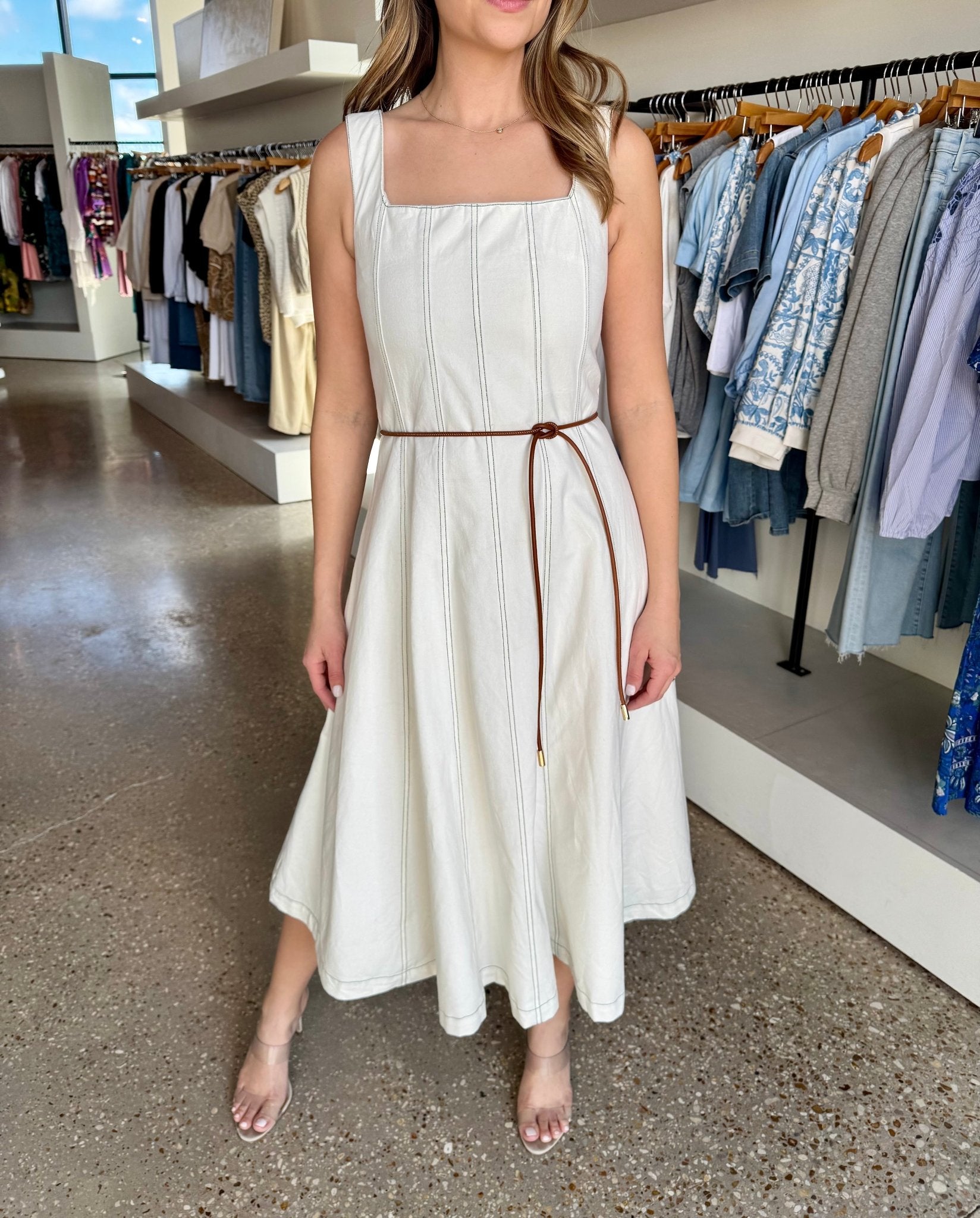 Ivory Denim Ashley Dress - Amor Lafayette