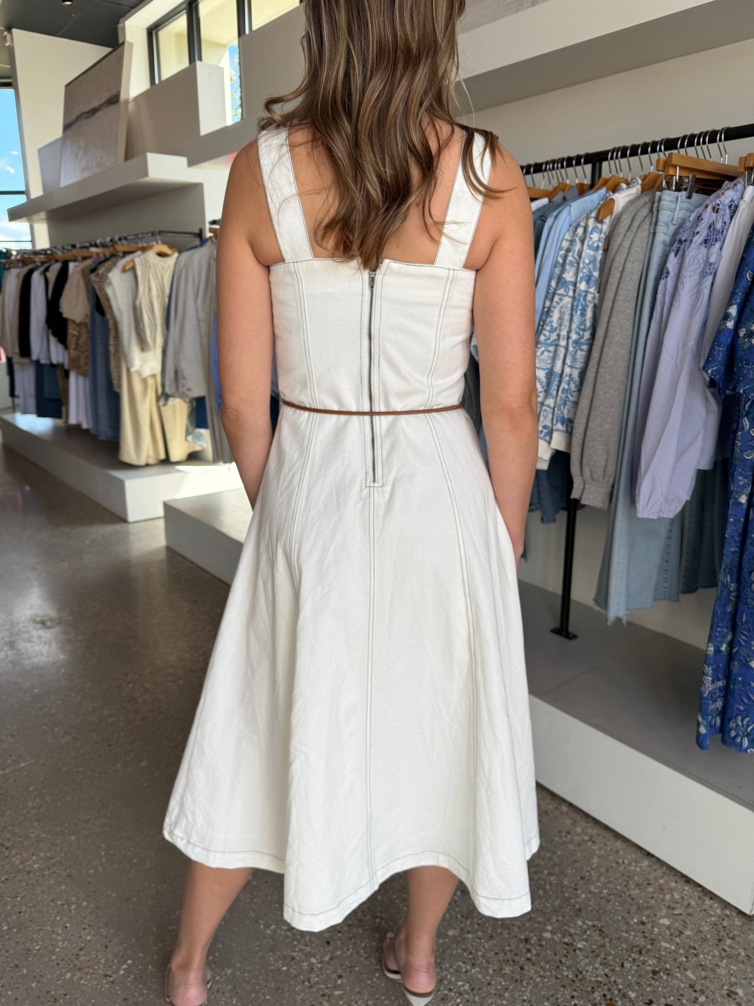 Ivory Denim Ashley Dress - Amor Lafayette