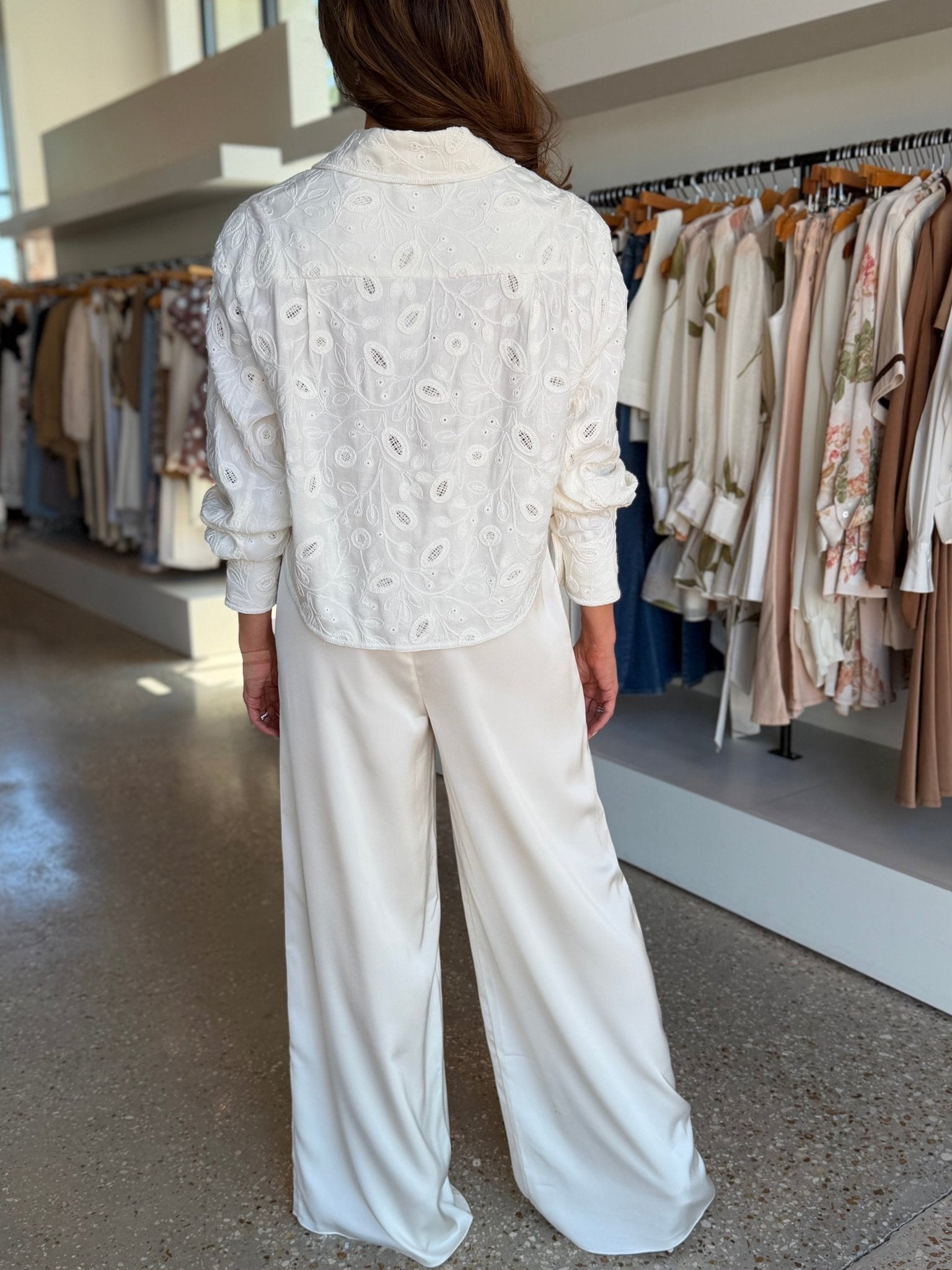 Ivory Farlowe Cropped Button Down Shirt - Amor Lafayette