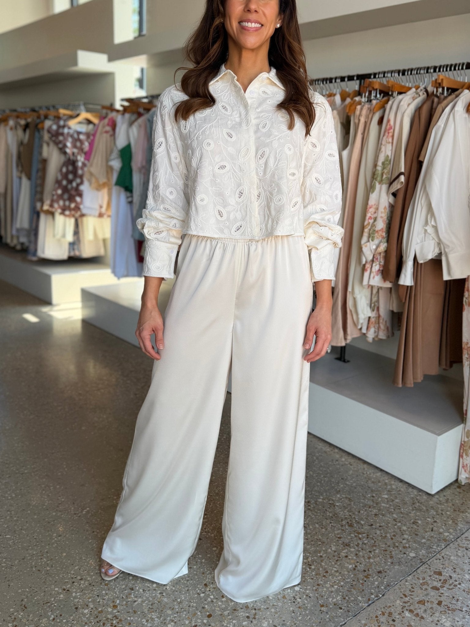 Ivory Farlowe Cropped Button Down Shirt - Amor Lafayette