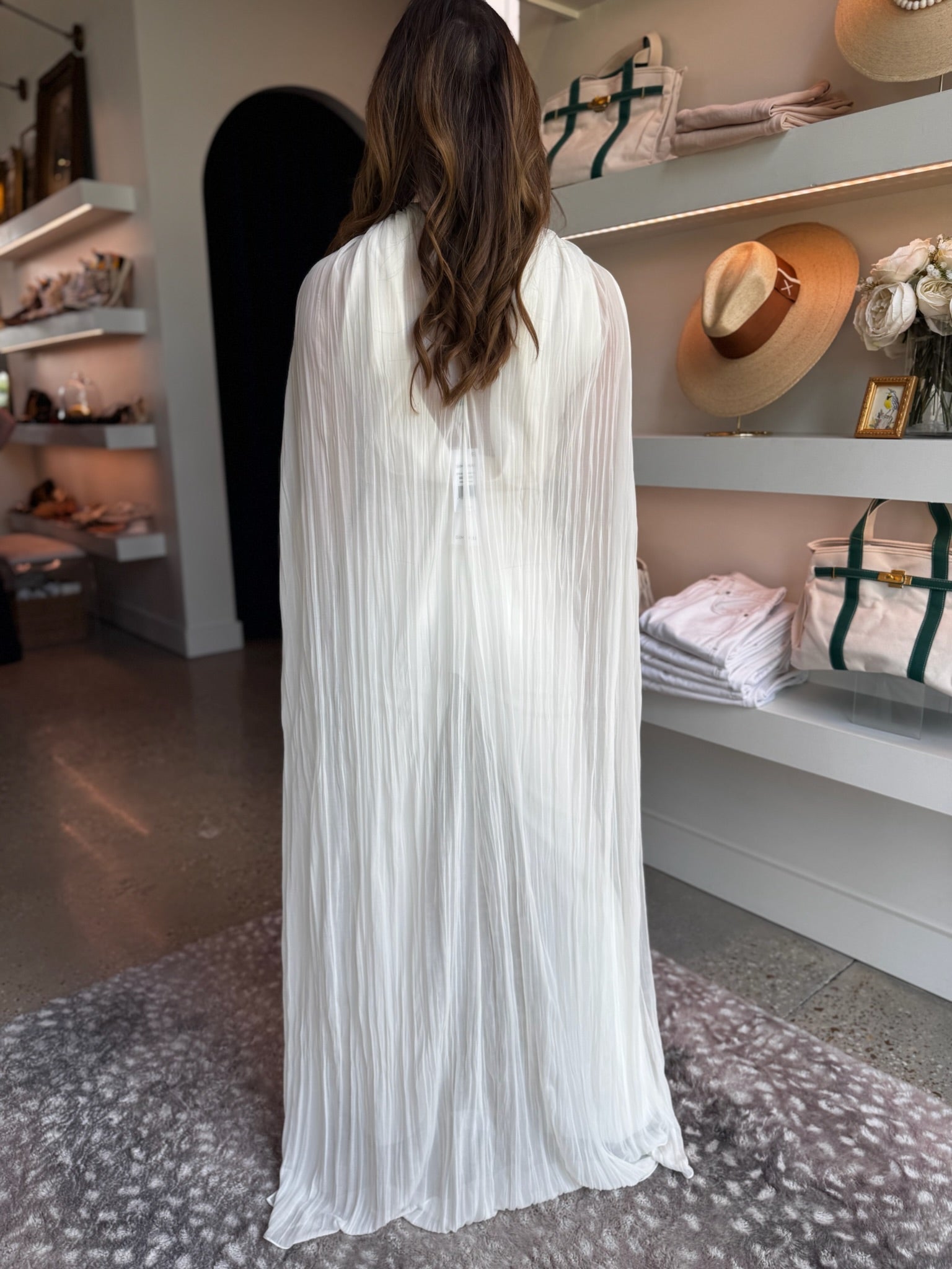Ivory Genoa Sheer Jersey Cape - Amor Lafayette
