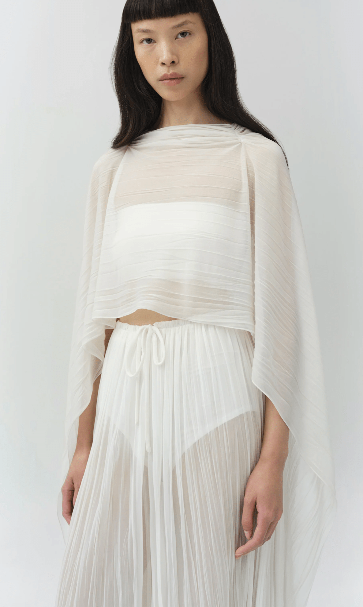 Ivory Genoa Sheer Jersey Cape - Amor Lafayette
