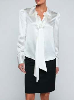 Ivory Honey Tie Neck Blouse - Amor Lafayette