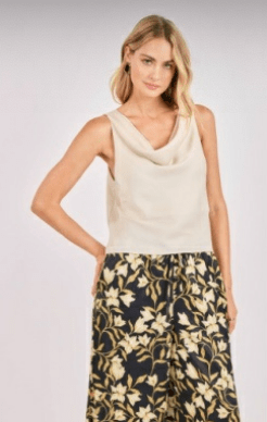 Ivory Last Night Cowl Neck Top - Amor Lafayette