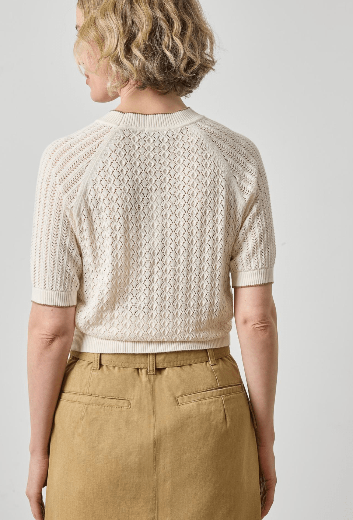 Ivory Mixed Stitch Crewneck Sweater - Amor Lafayette