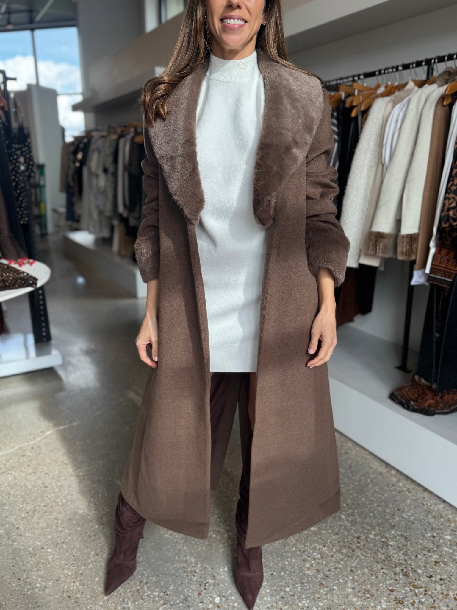 Ivory Mock Neck Sleeveless Knit Mini Dress - Amor Lafayette