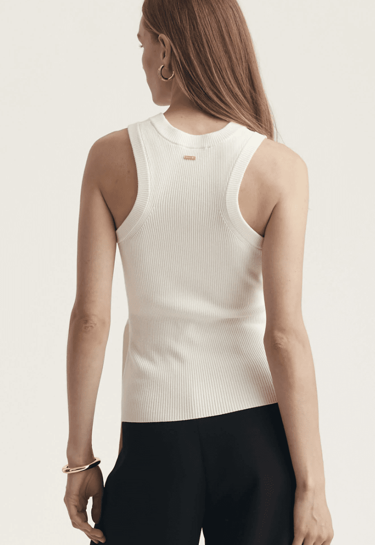 Ivory Molly Sleeveless Tie - Front Top - Amor Lafayette
