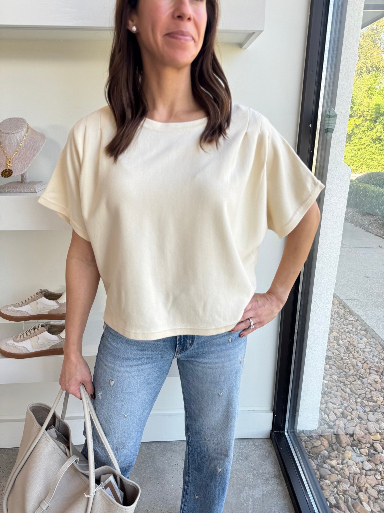 Ivory Peyton Knit Tee - Amor Lafayette