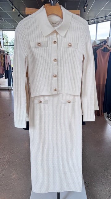 IVORY POSIE COLLARED BUTTON FRONT JACKET - Amor Lafayette