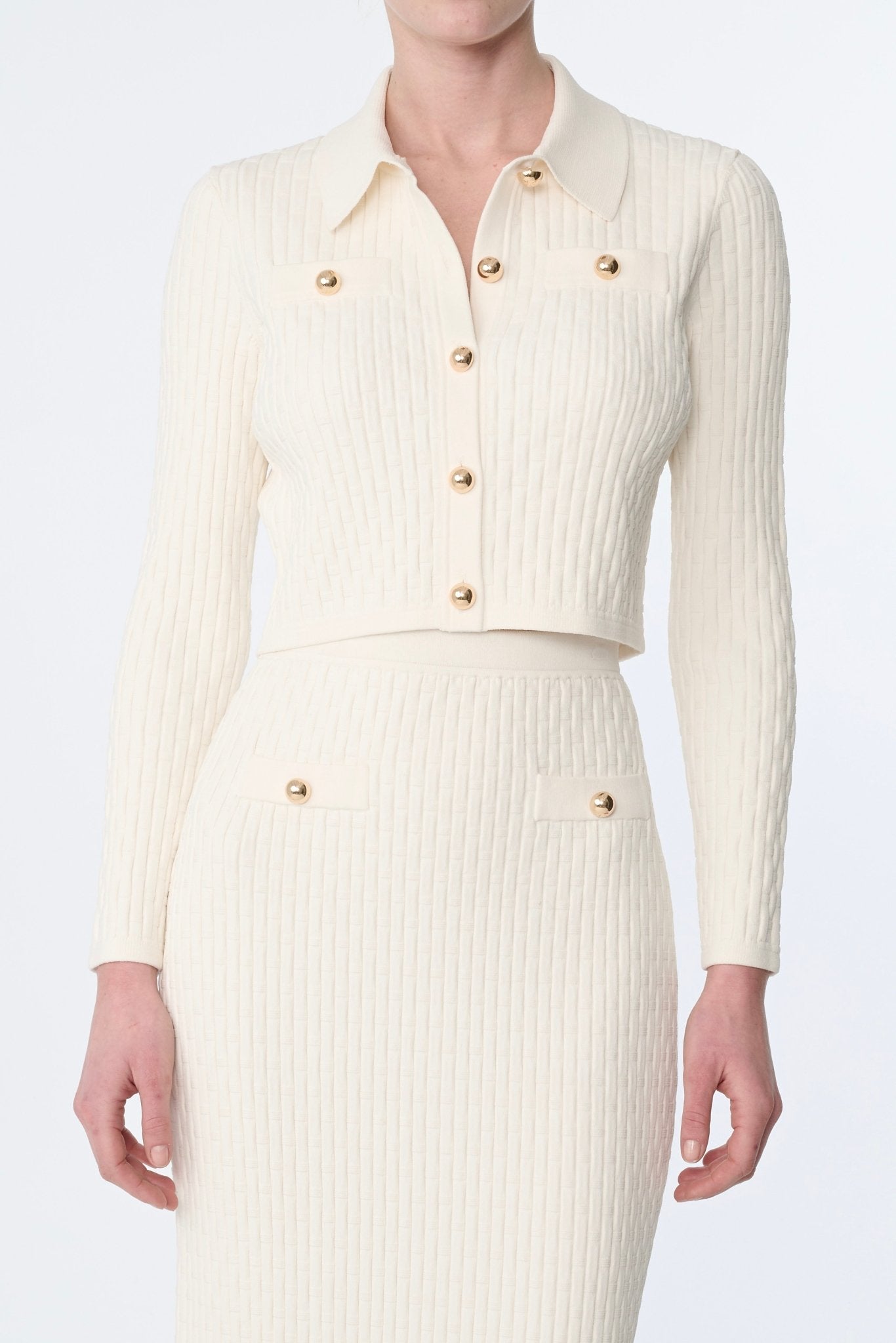 IVORY POSIE COLLARED BUTTON FRONT JACKET - Amor Lafayette