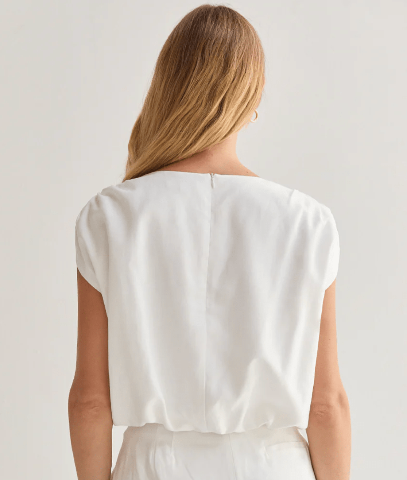Ivory Samara Cap Sleeve Bubble Hem Top - Amor Lafayette