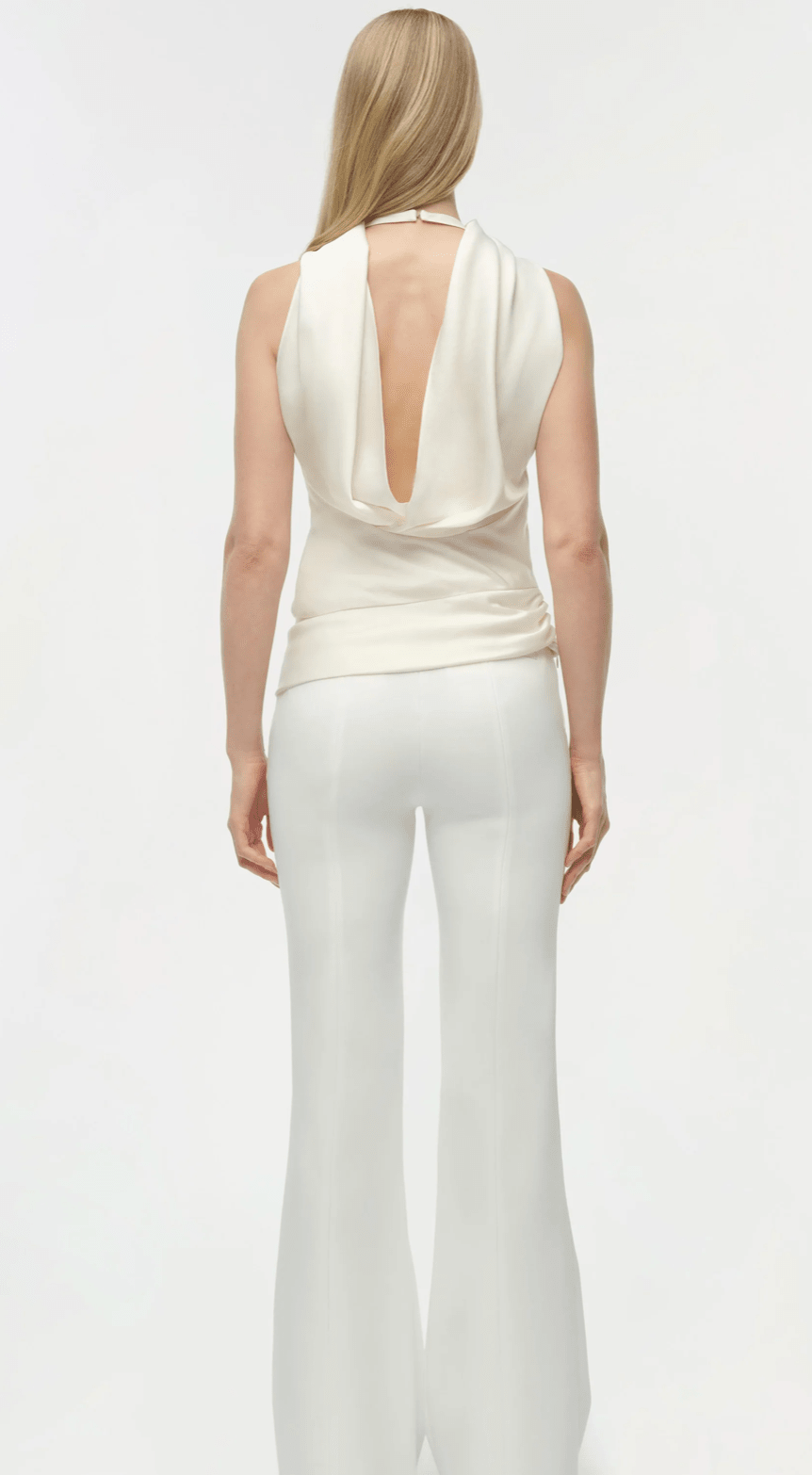 Ivory Samira Satin Cape Top - Amor Lafayette