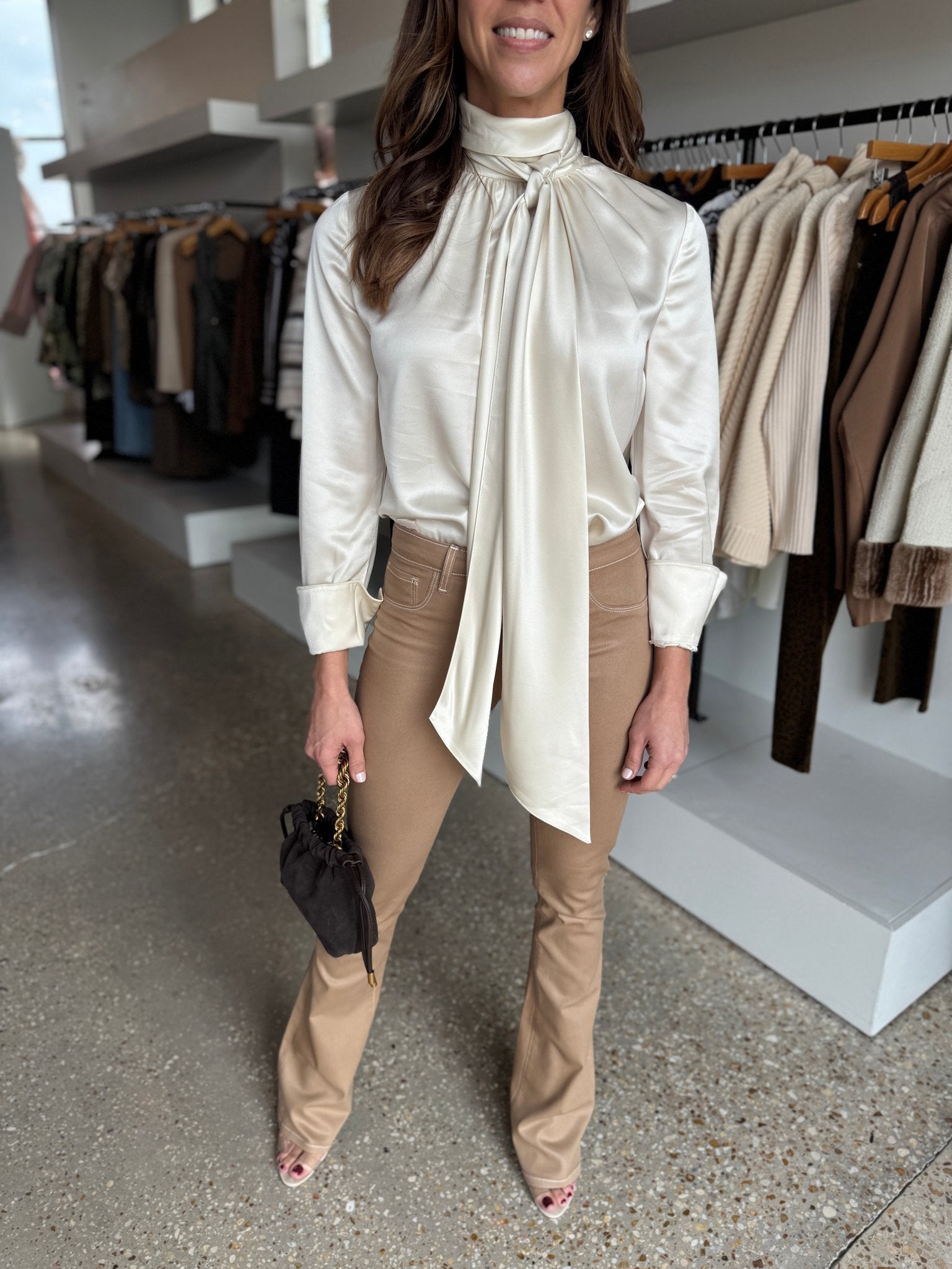 Ivory Veronica Bow Blouse - Amor Lafayette