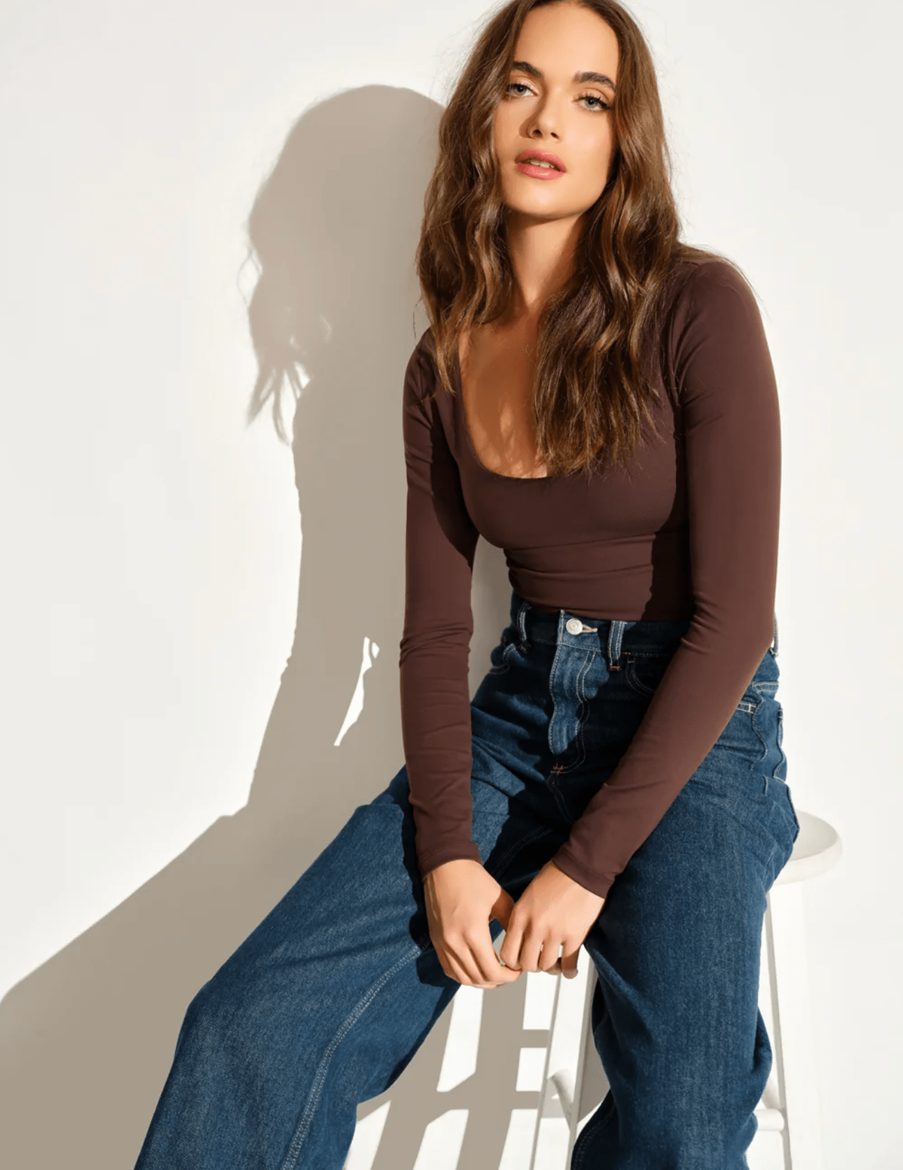 Java essential scoop front long lseeve top - Amor Lafayette