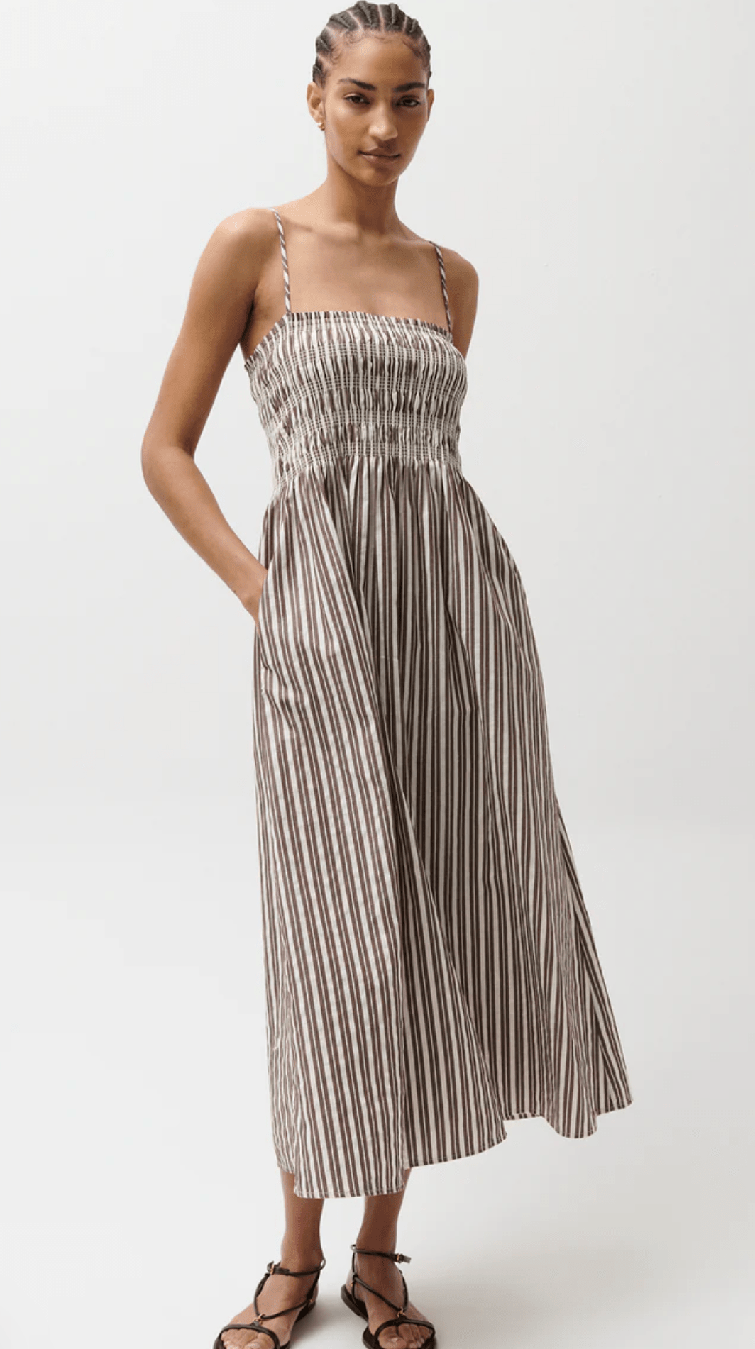 Java Stripe Bianca Shirred Bodice Dress - Amor Lafayette