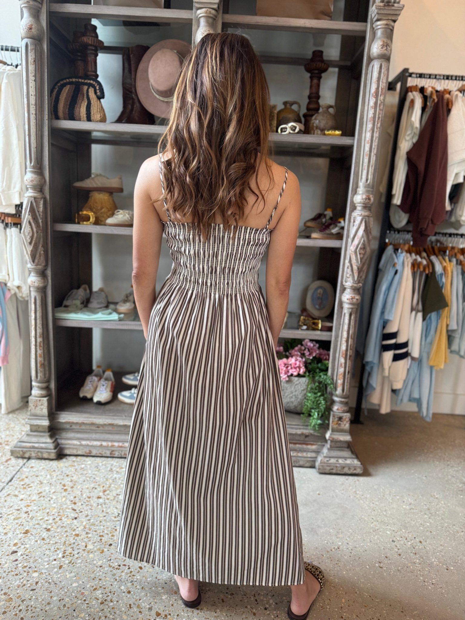 Java Stripe Bianca Shirred Bodice Dress - Amor Lafayette