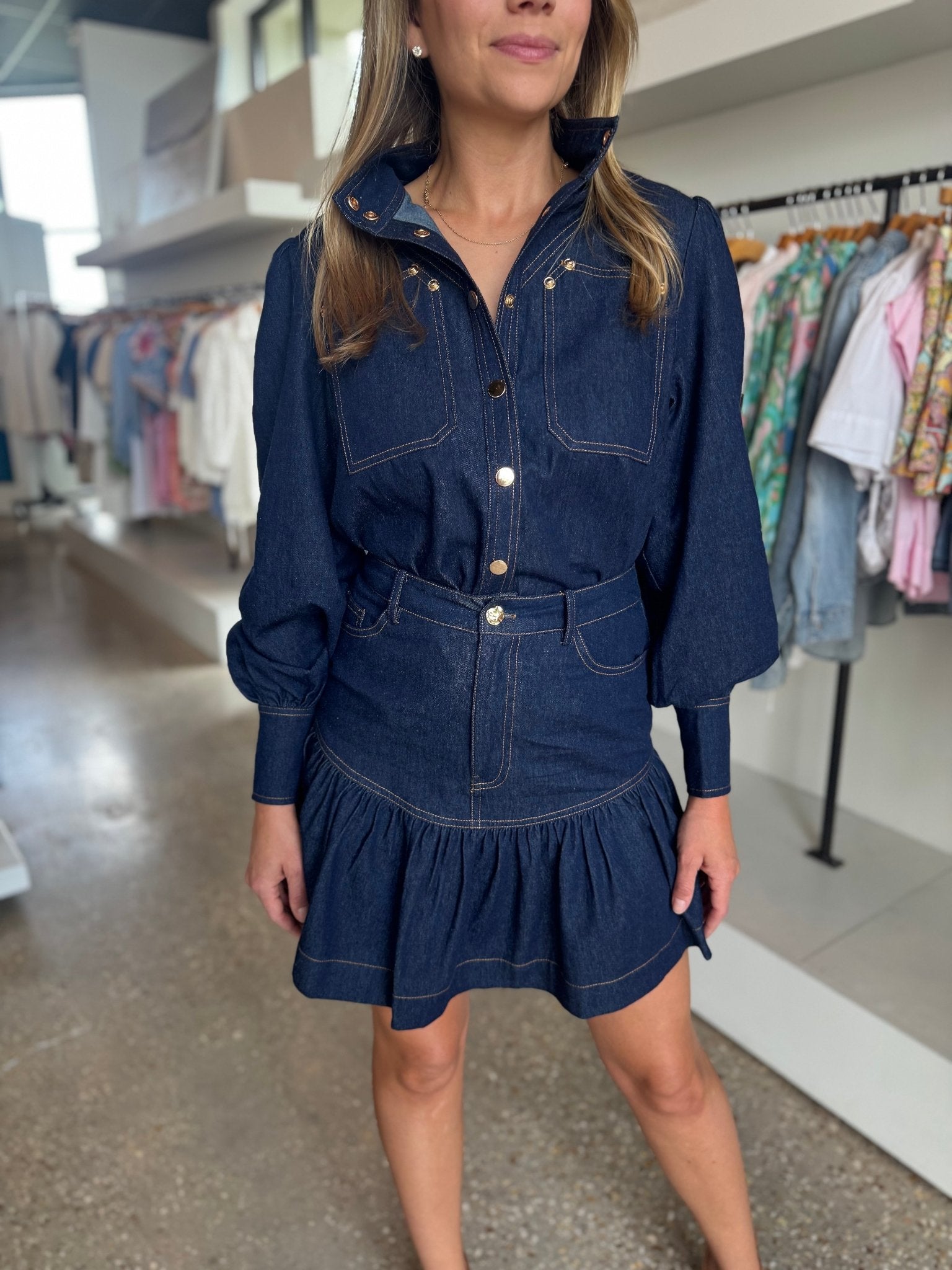 Jean Blue Saraswati Denim Top - Amor Lafayette