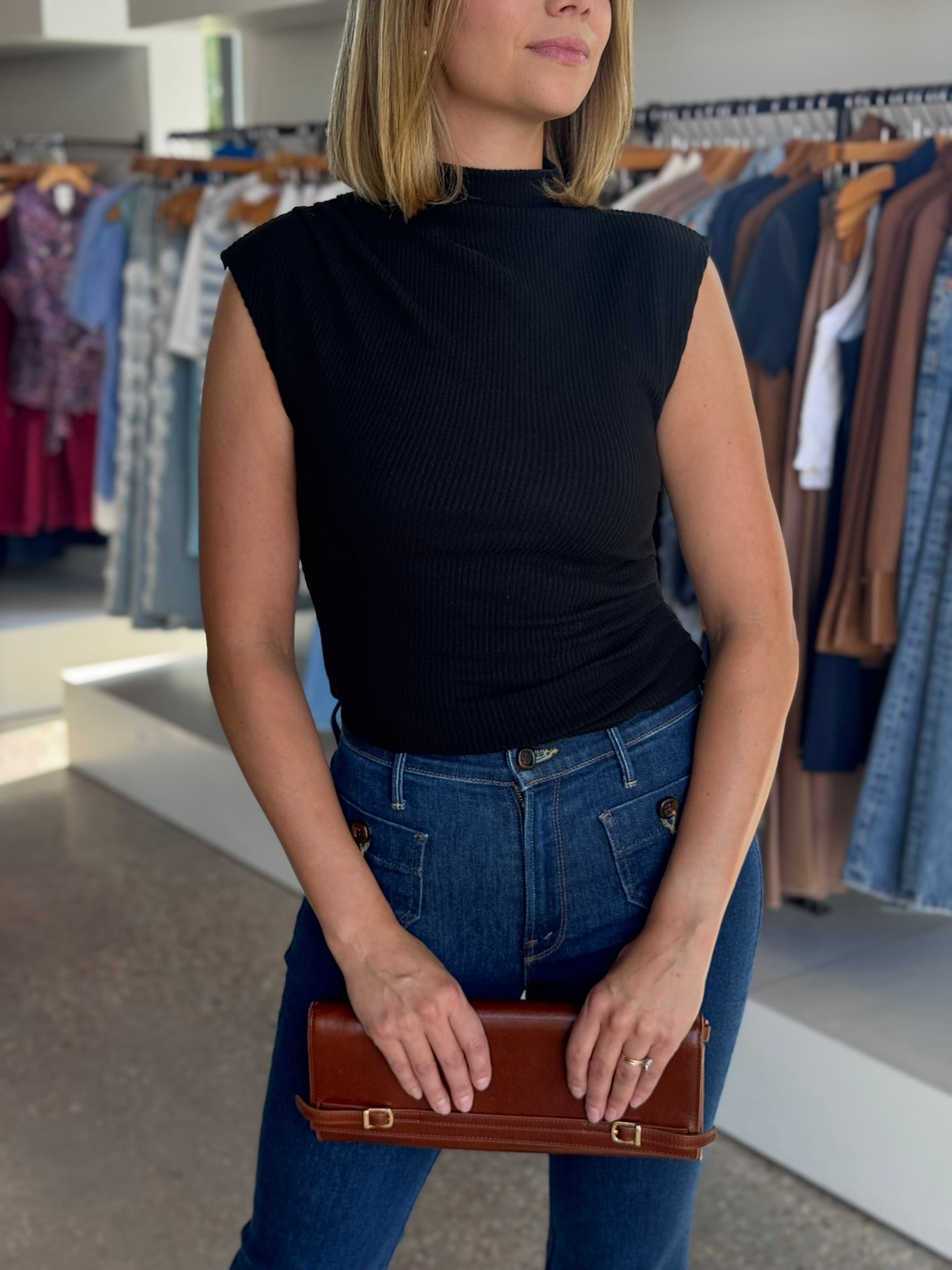 Jet Black Arielle Draped Wrap Top - Amor Lafayette