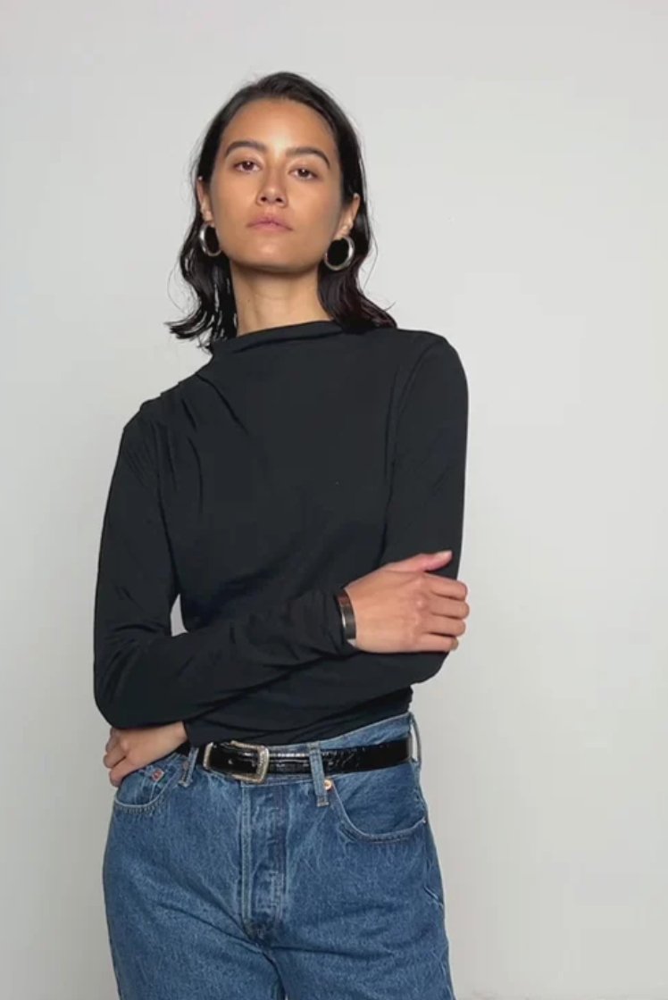 Jet Black Charlotte Asymmetric Top - Amor Lafayette