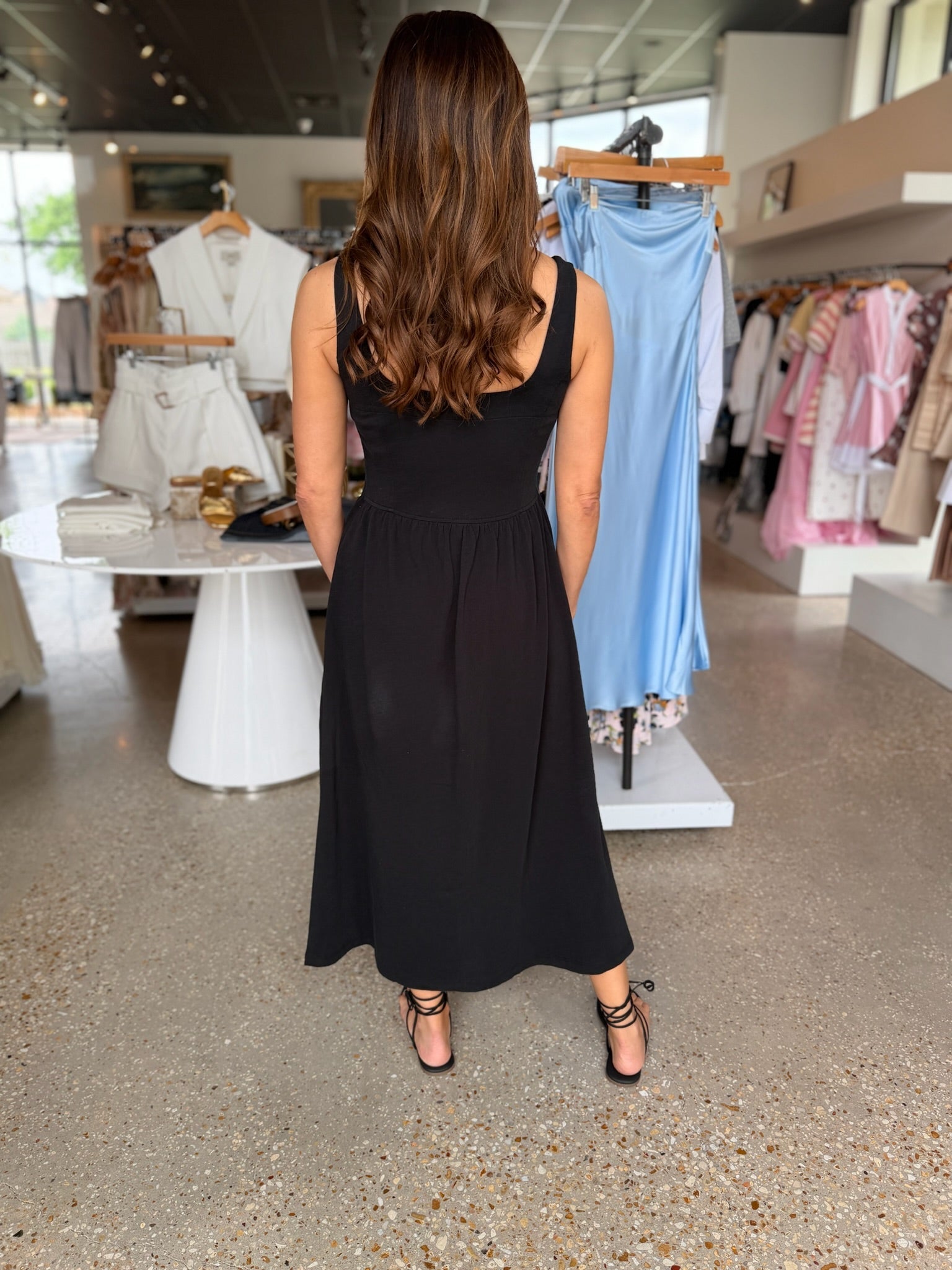 Jet Black Laurel Midi Dress - Amor Lafayette