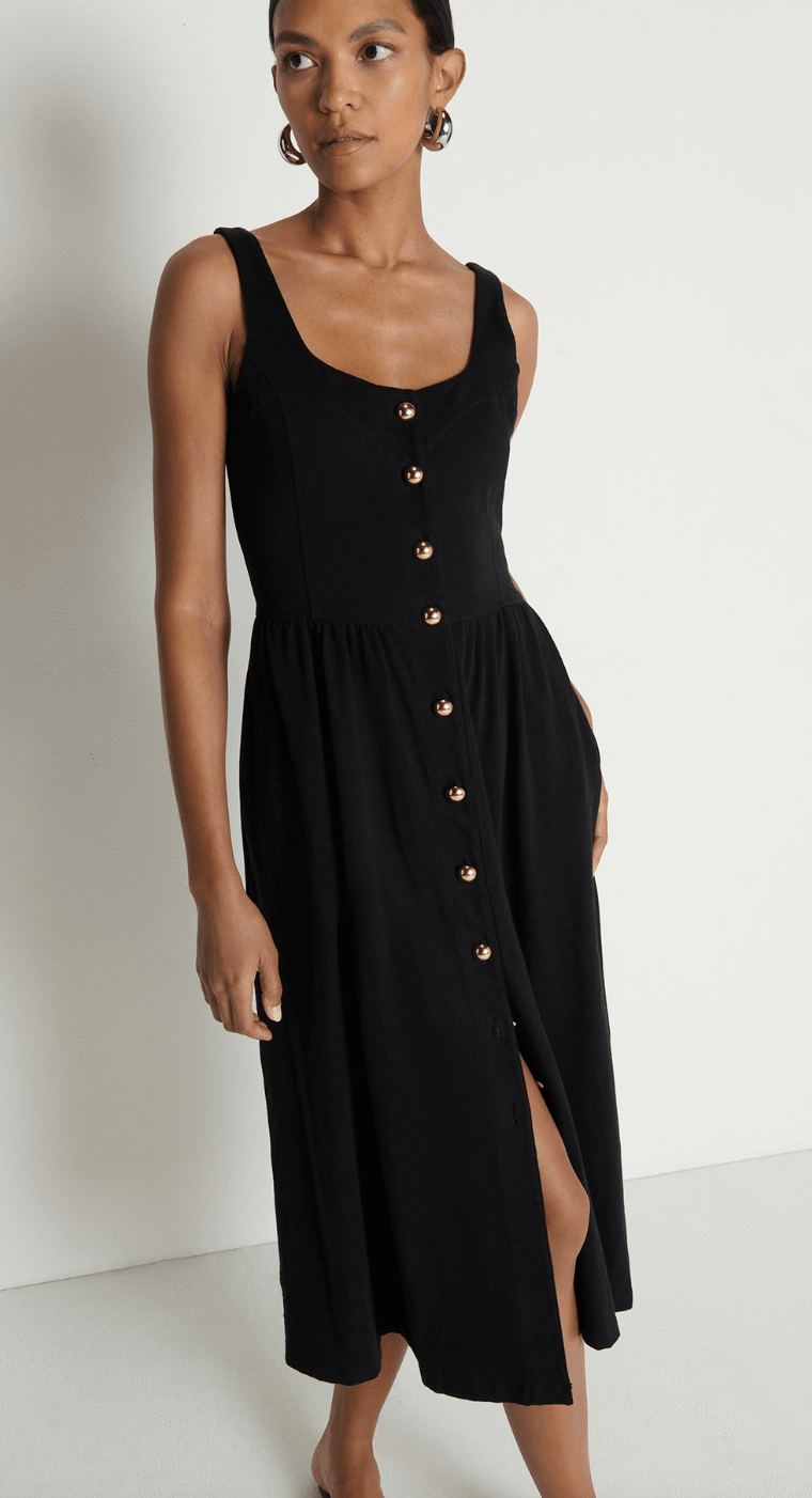Jet Black Laurel Midi Dress - Amor Lafayette