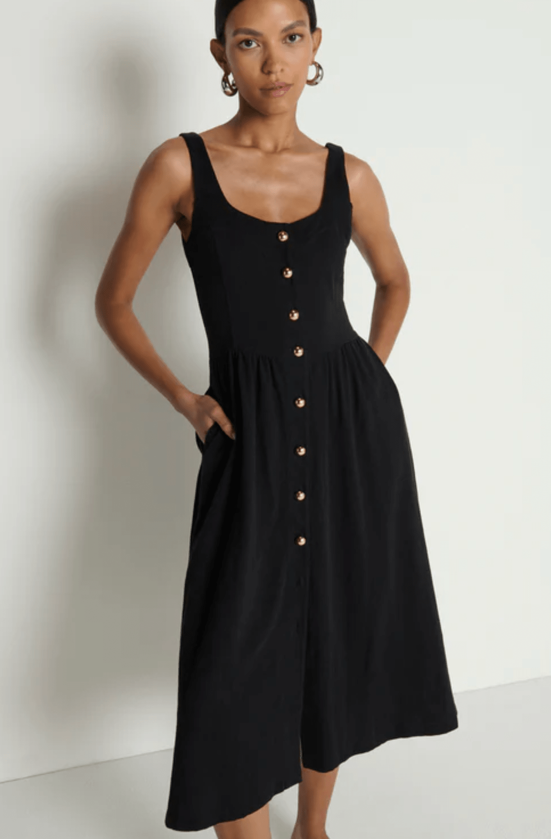 Jet Black Laurel Midi Dress - Amor Lafayette