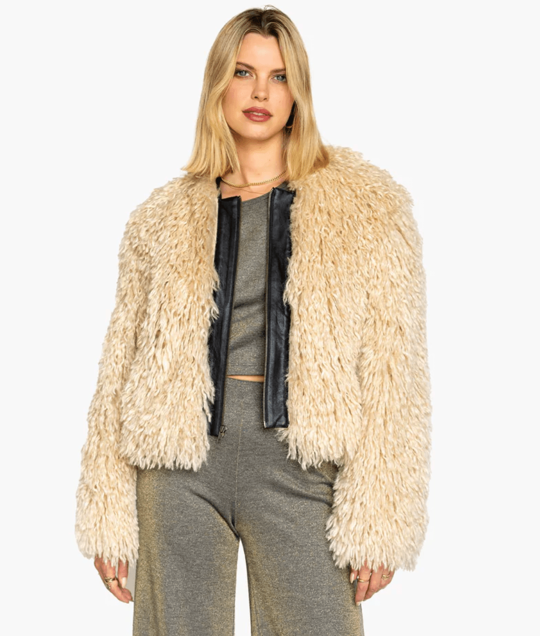 Khaki Louise Fur Jacket - Amor Lafayette